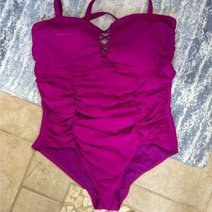 Torrid Pink One Piece Swimsuit with Sweetheart Neckline